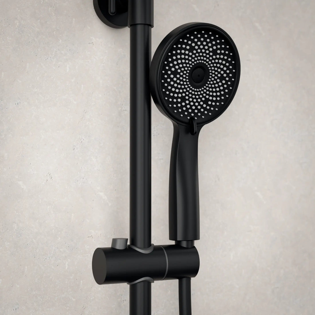 Regnbruser Elin - Mat sort med termostatarmatur - 22 cm