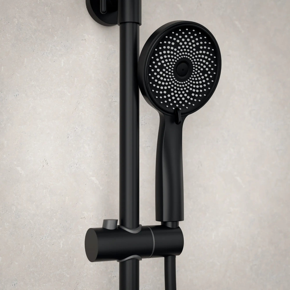 Regnbruser Elin - Mat sort med termostatarmatur - 22 cm