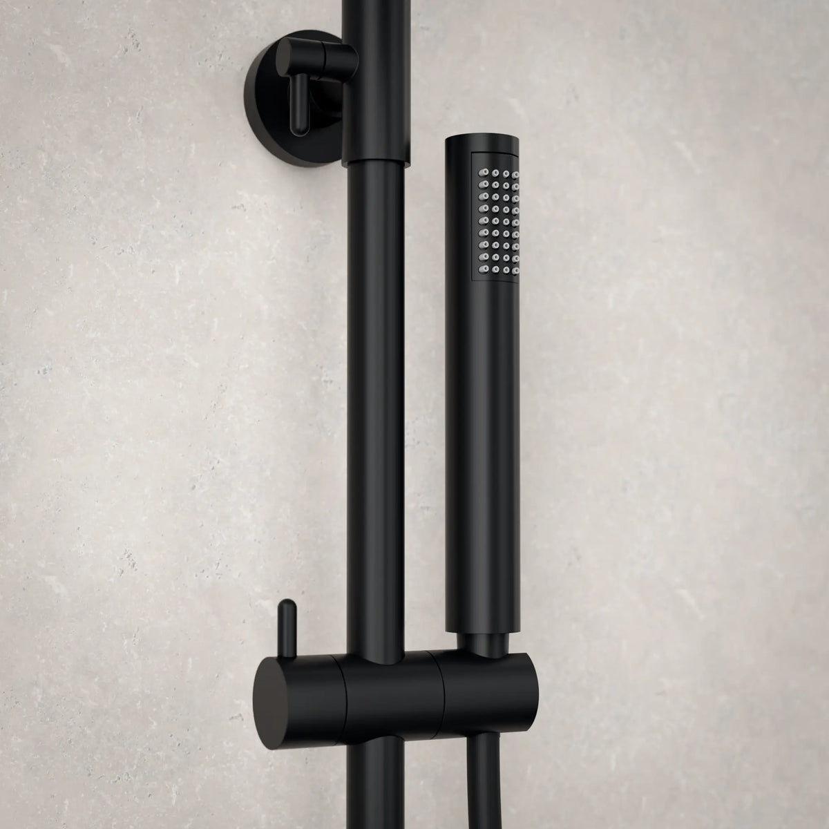 Regnbruser Valo - Mat sort med termostatarmatur - 25 cm - Forudbestil