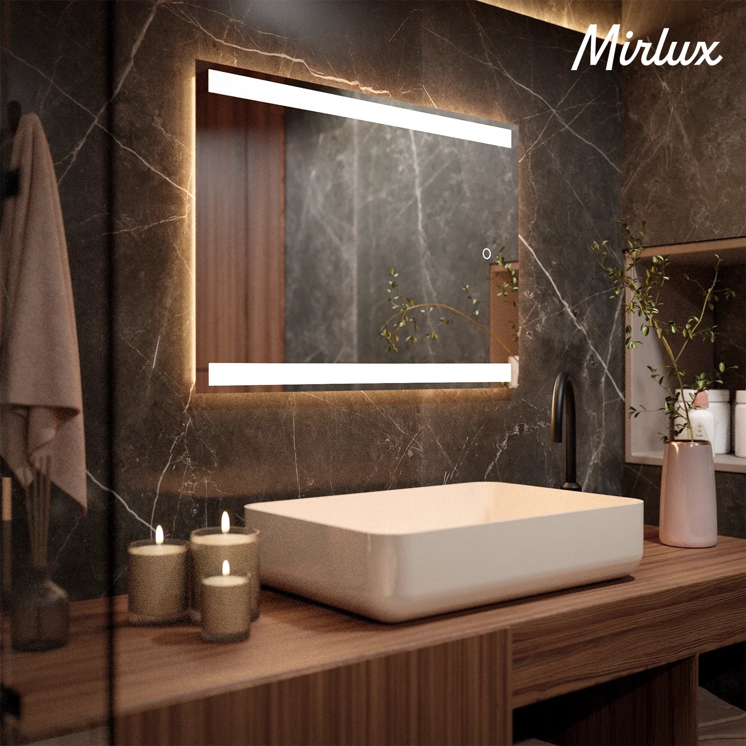 Badeværelsesspejl – 90x65cm – Rektangel – Rammeløst - Forudbestil