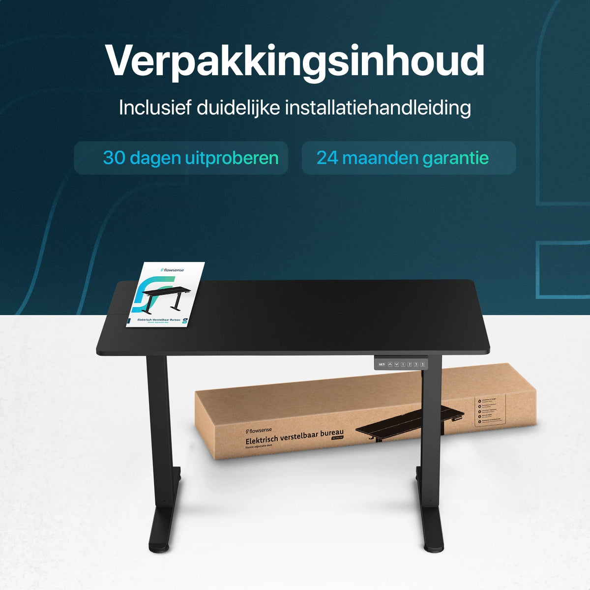 Flowsense Sidde/Stå Skrivebord – Justerbart Elektrisk Skrivebord - 140 x 60 cm