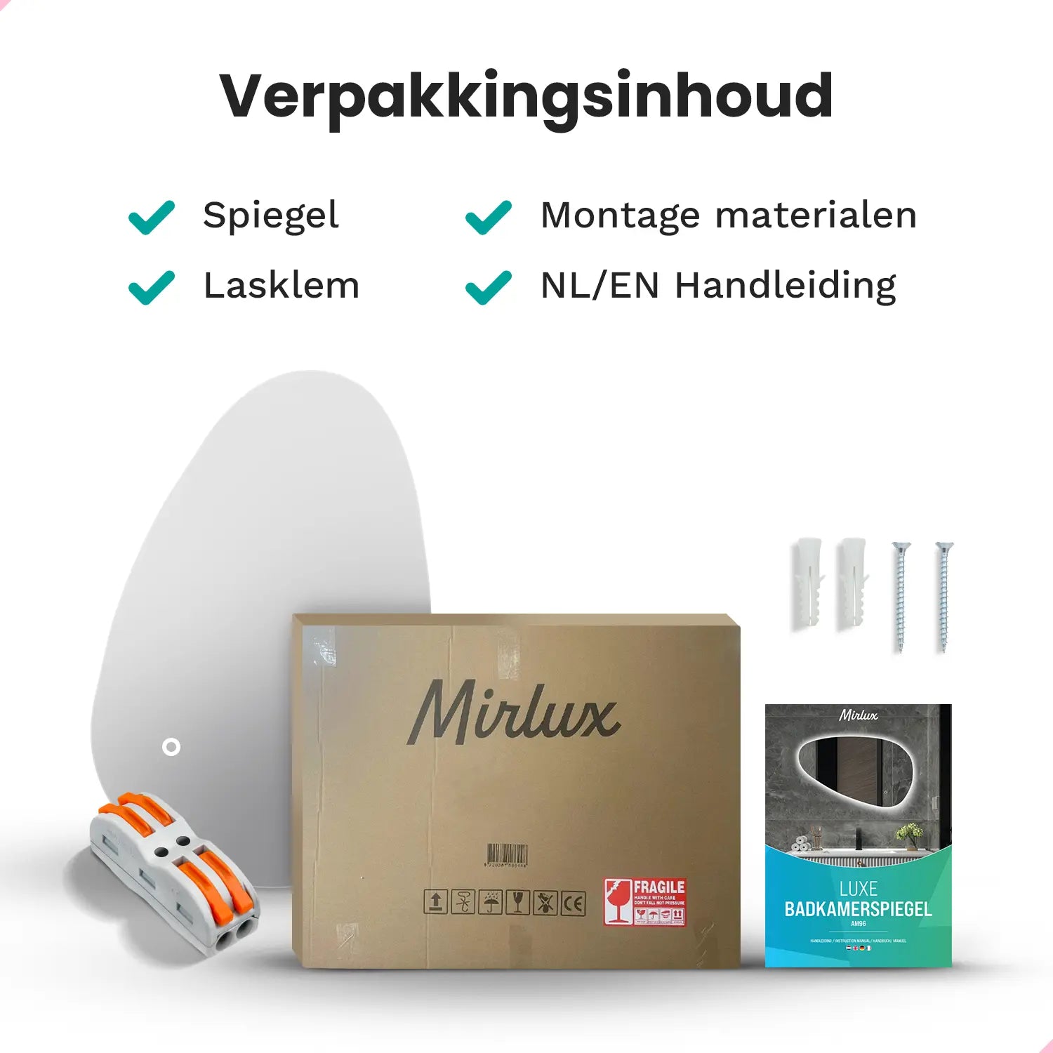 Badeværelsesspejl – 120x75cm – Asymmetrisk – Rammeløst