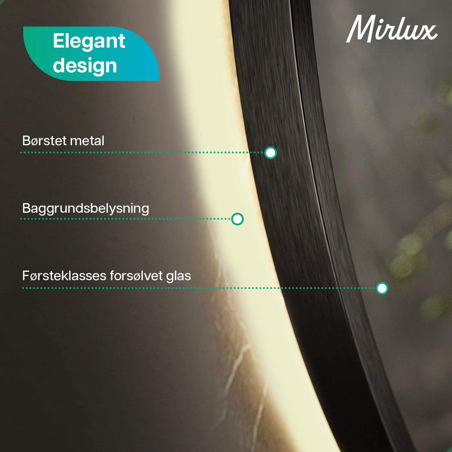 Badeværelsesspejl - 60cm - Sort Ramme