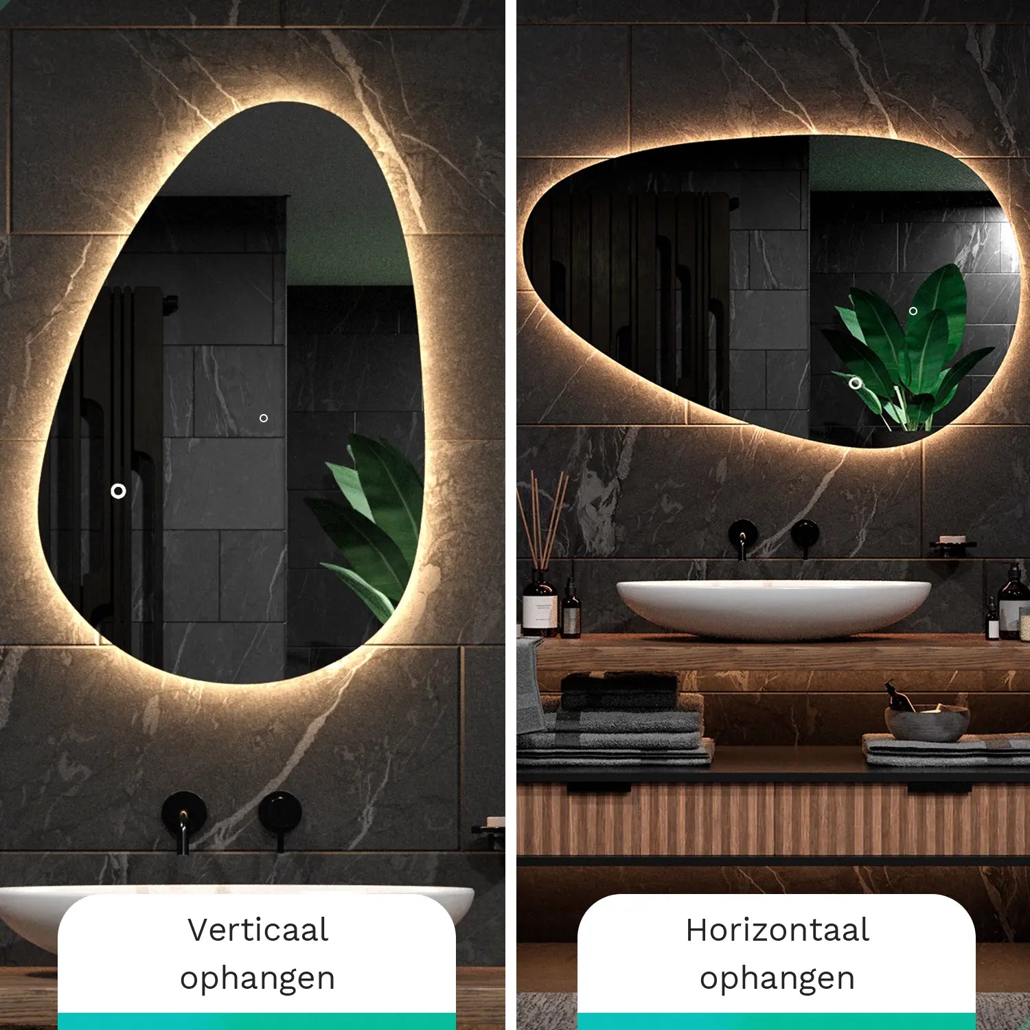 Badeværelsesspejl – 120x75cm – Asymmetrisk – Rammeløst