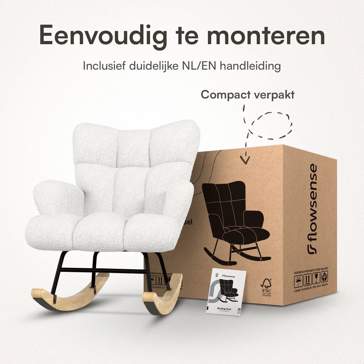 Teddy gyngestol hvid - Ammestol - Lænestol med armlæn design