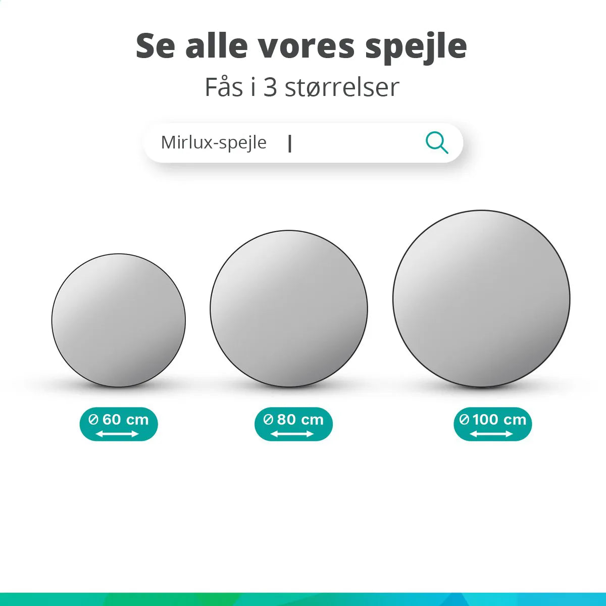 Badeværelsesspejl - 60cm - Sort Ramme