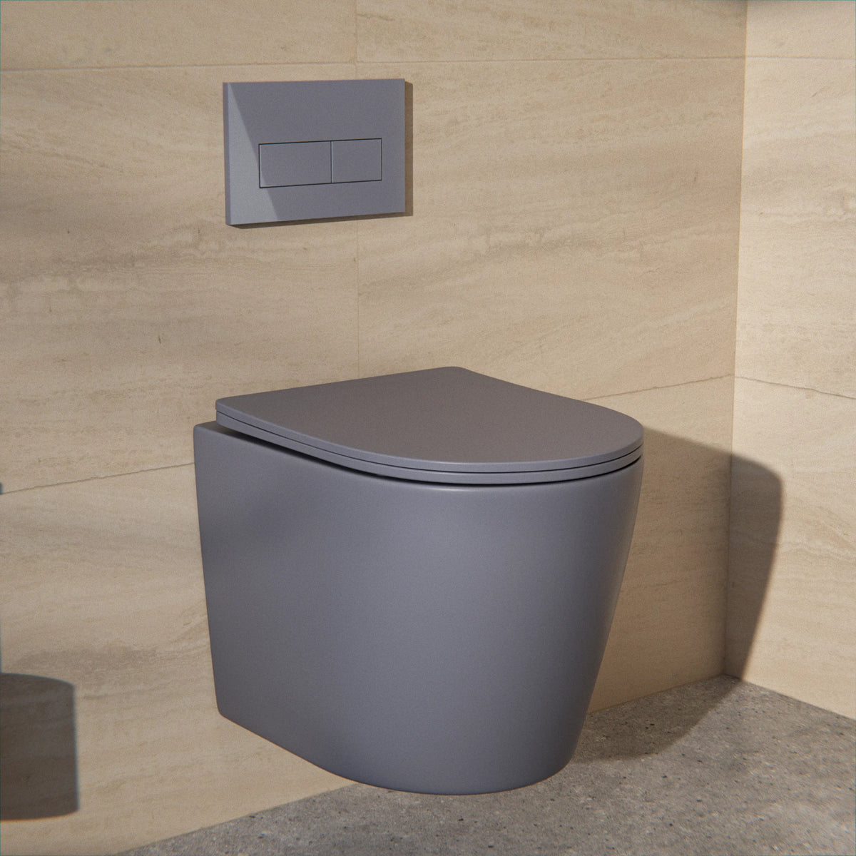 Væghængt toilet Varo - Rimless - Soft-close Sæde - Grå