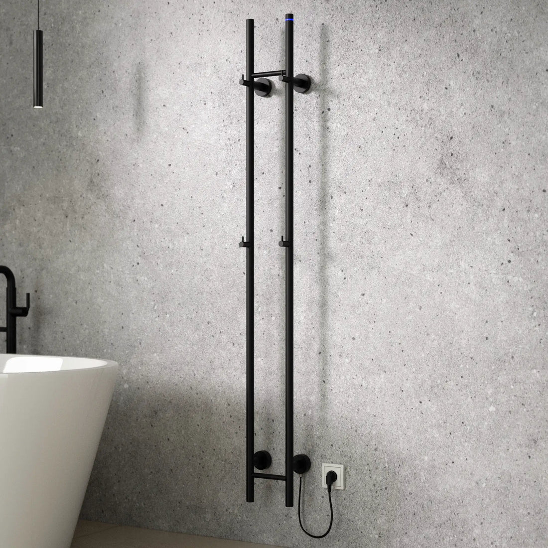 Elektrisk Håndklædetørrer Dobbelt - 70 Watt - 150x16.8 cm - Mat sort