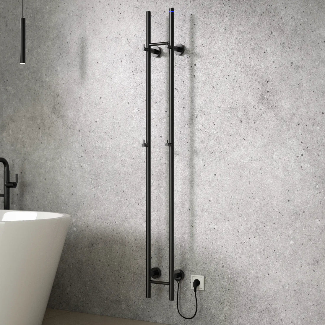 Elektrisk Håndklædetørrer Dobbelt - 70 watt - 150x16.8 cm - Gunmetal