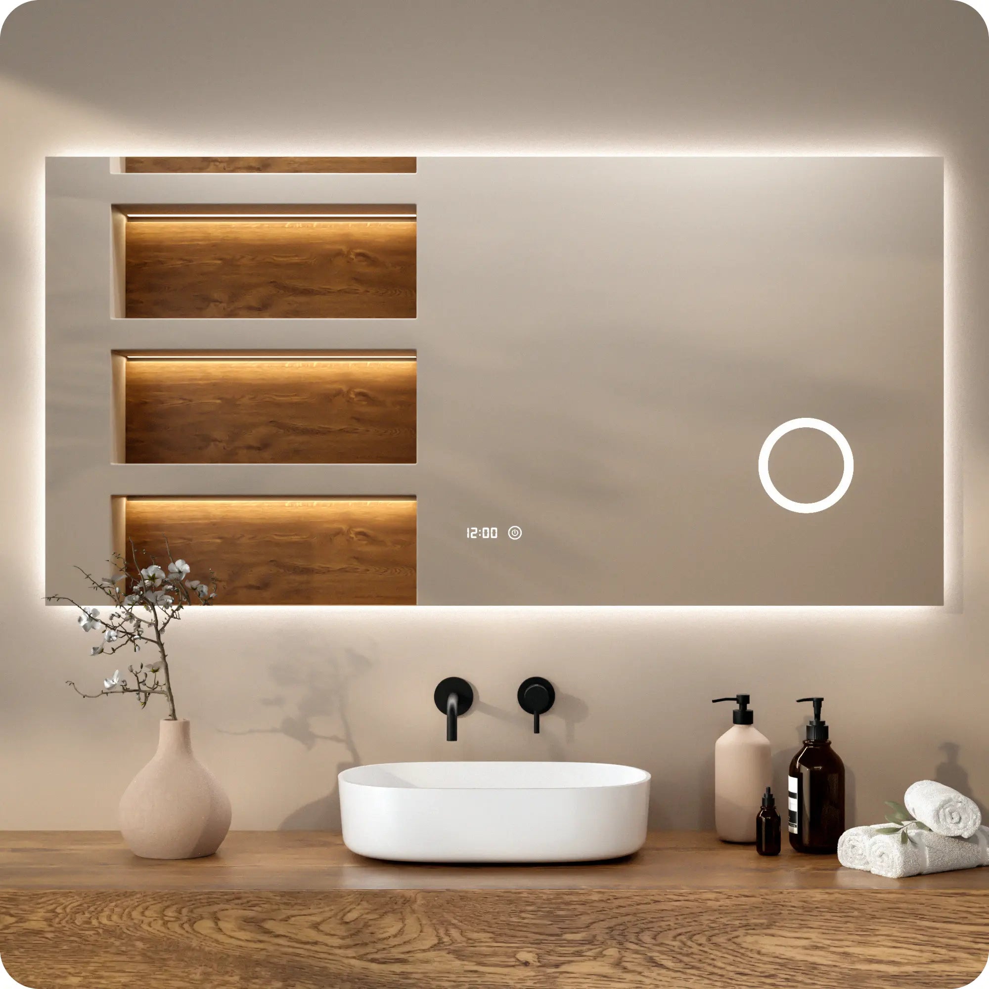 Badeværelsespejl - Rektangel - 160x80cm - Rammeløs - Forudbestil