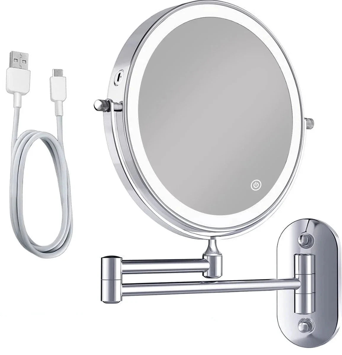 Makeupspejl - Genopladeligt - Krom - 1-5x Forstørrelse - Forudbestil