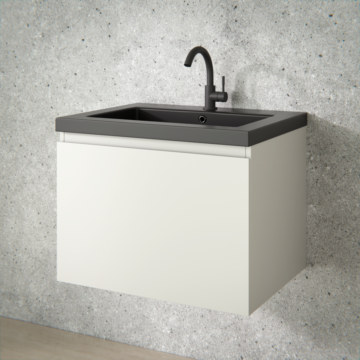 badeværelsesmøbel Vino - 60 cm - Taupe - håndvask Sort