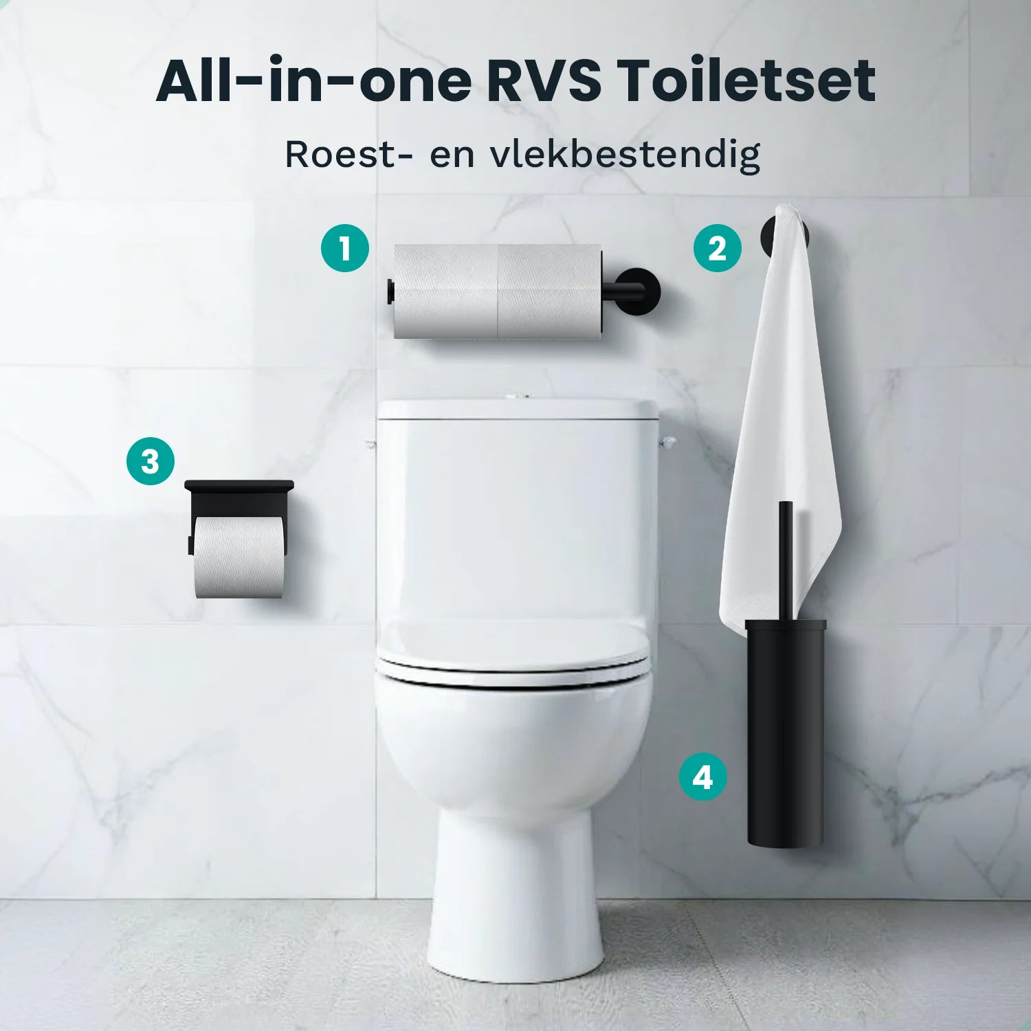 Badkameraccessoireset - WC - Zwart