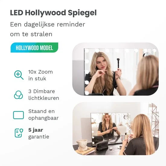 Hollywood Spejl - 80x60cm - Hvid