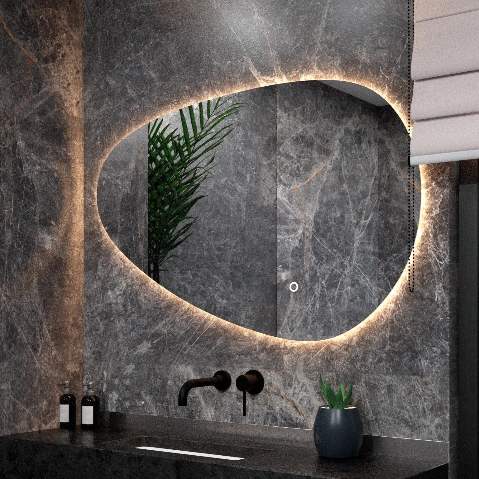 Badeværelsesspejl – 120x75cm – Asymmetrisk – Rammeløst