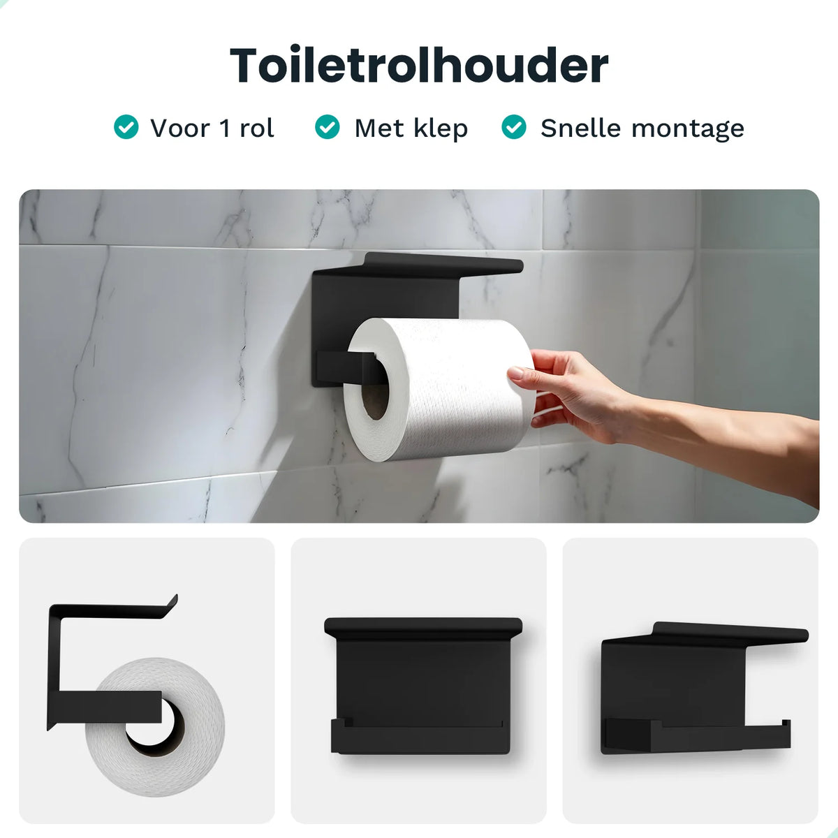 Badkameraccessoireset - WC - Zwart