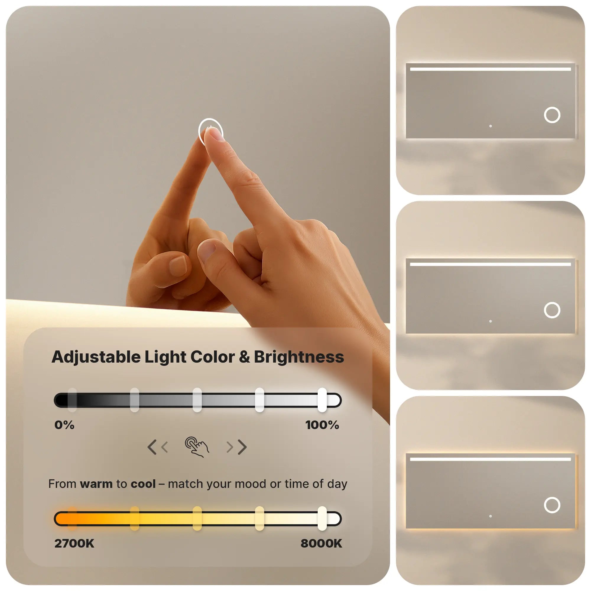 Badeværelsespejl - Rektangel - 160x80cm - Rammeløs