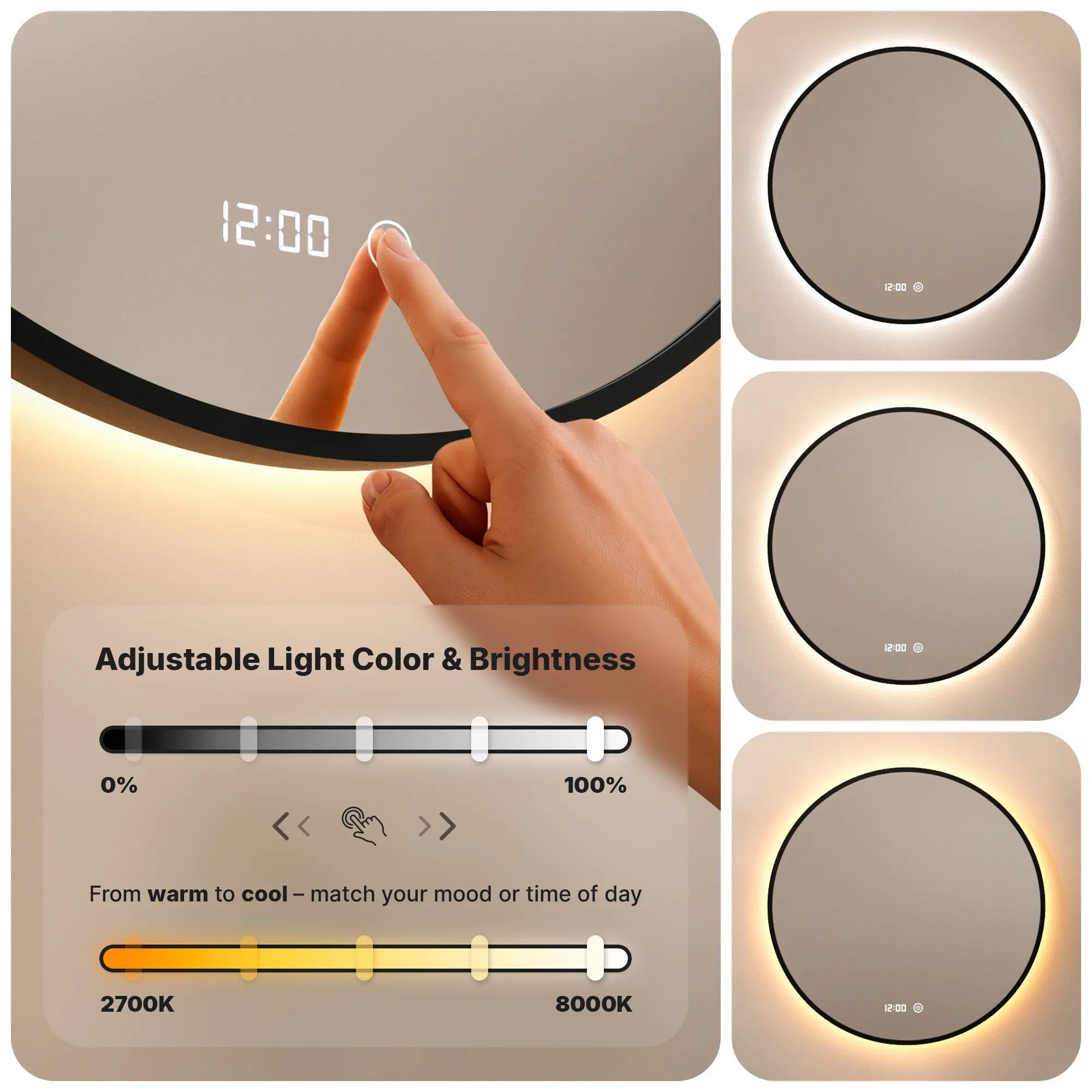 Badeværelsesspejl – 120 cm – Sort Ramme