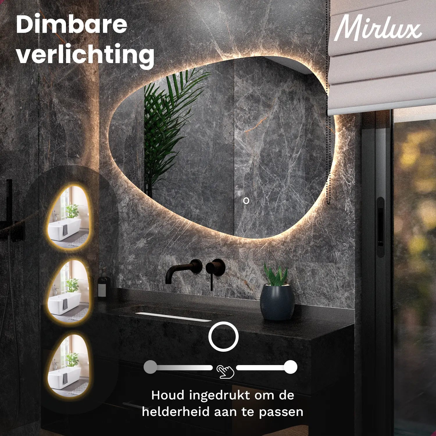 Badeværelsesspejl – 120x75cm – Asymmetrisk – Rammeløst