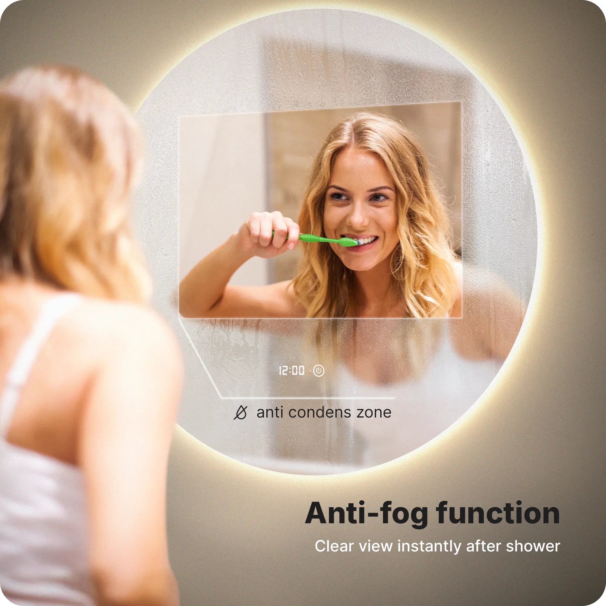 Badeværelsesspejl - 80 cm - Rundt - Rammeløst - Forudbestil