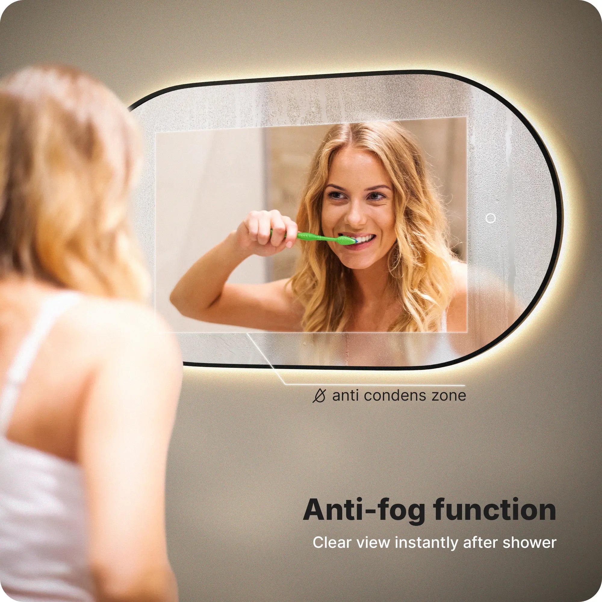 Badeværelsesspejl - 120x60cm Ovalt - Sort Ramme - Forudbestil