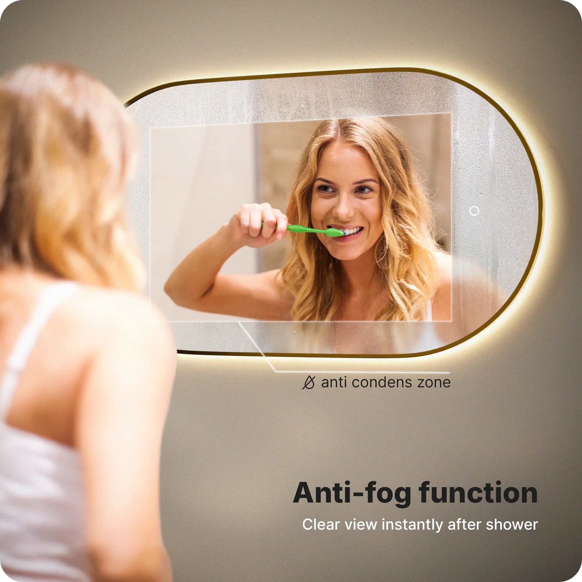 Badeværelsesspejl - 90x50cm Oval - Guldramme