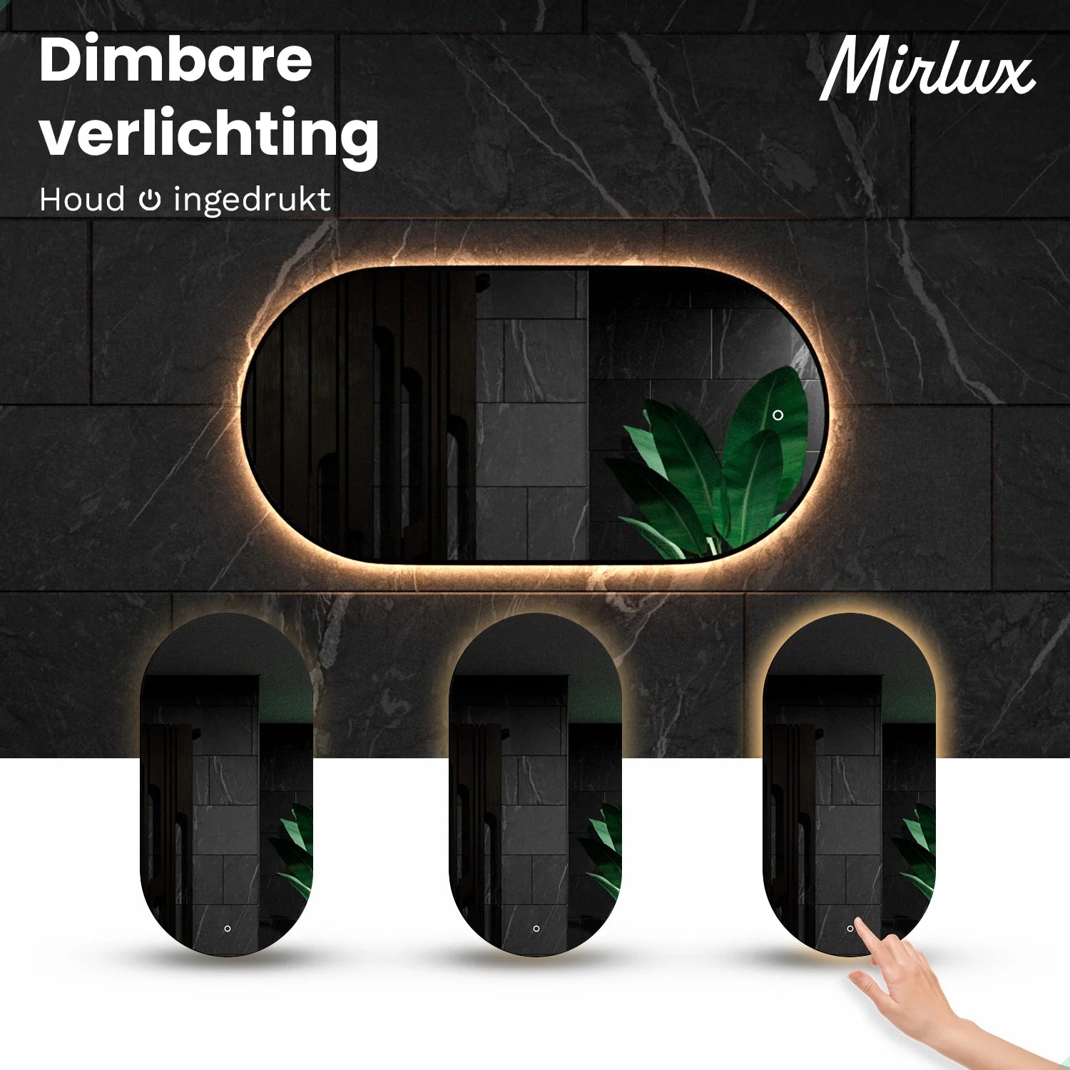 Badeværelsesspejl – 100x50cm - Ovalt – Sort Ramme - Forudbestil