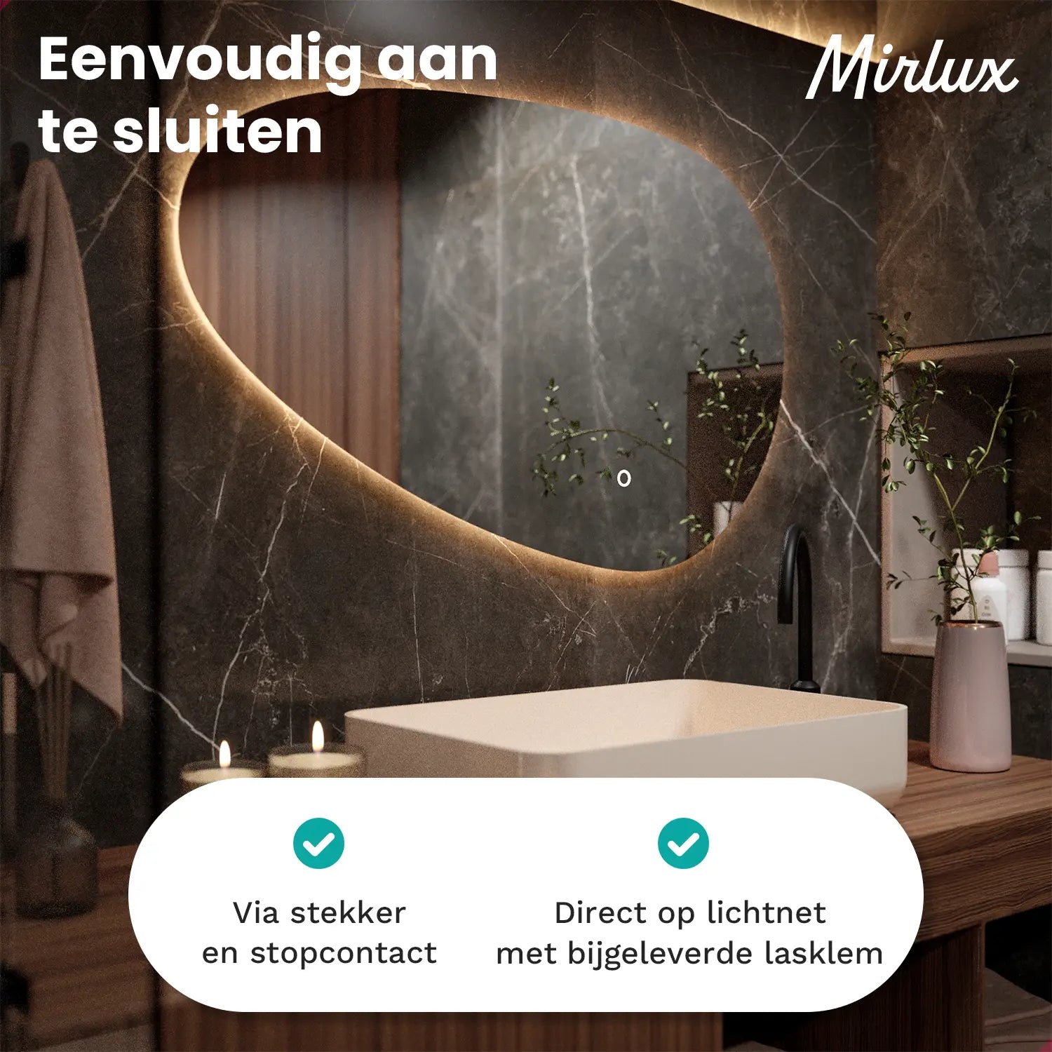 Badeværelsesspejl – 120x75cm – Asymmetrisk – Rammeløst