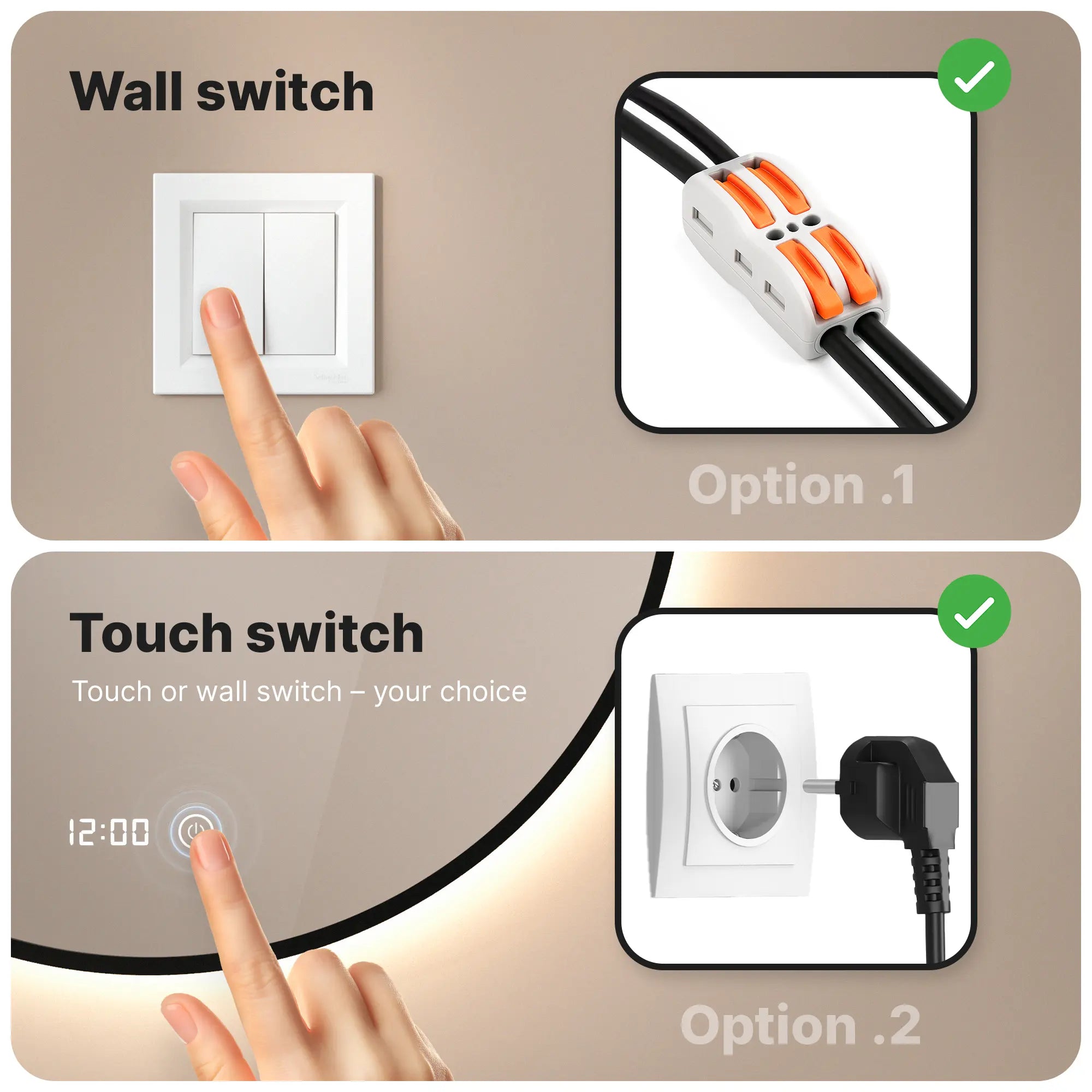 Badeværelsesspejl – 120 cm – Sort Ramme