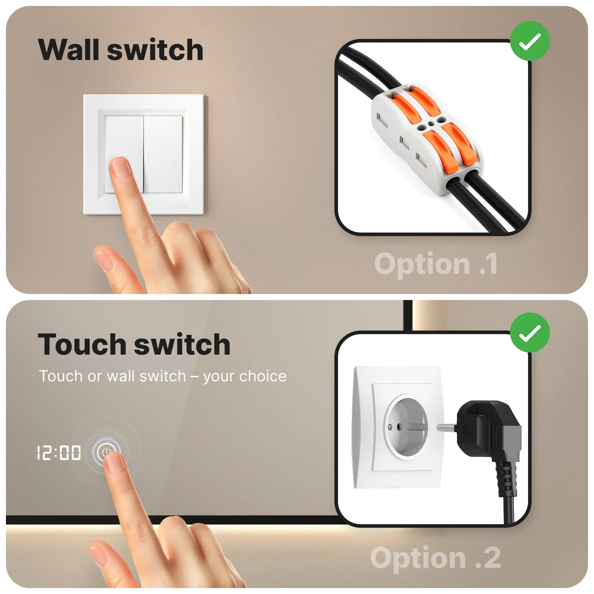 Badeværelsesspejl - Rektangel - 80x60cm - Sort Ramme