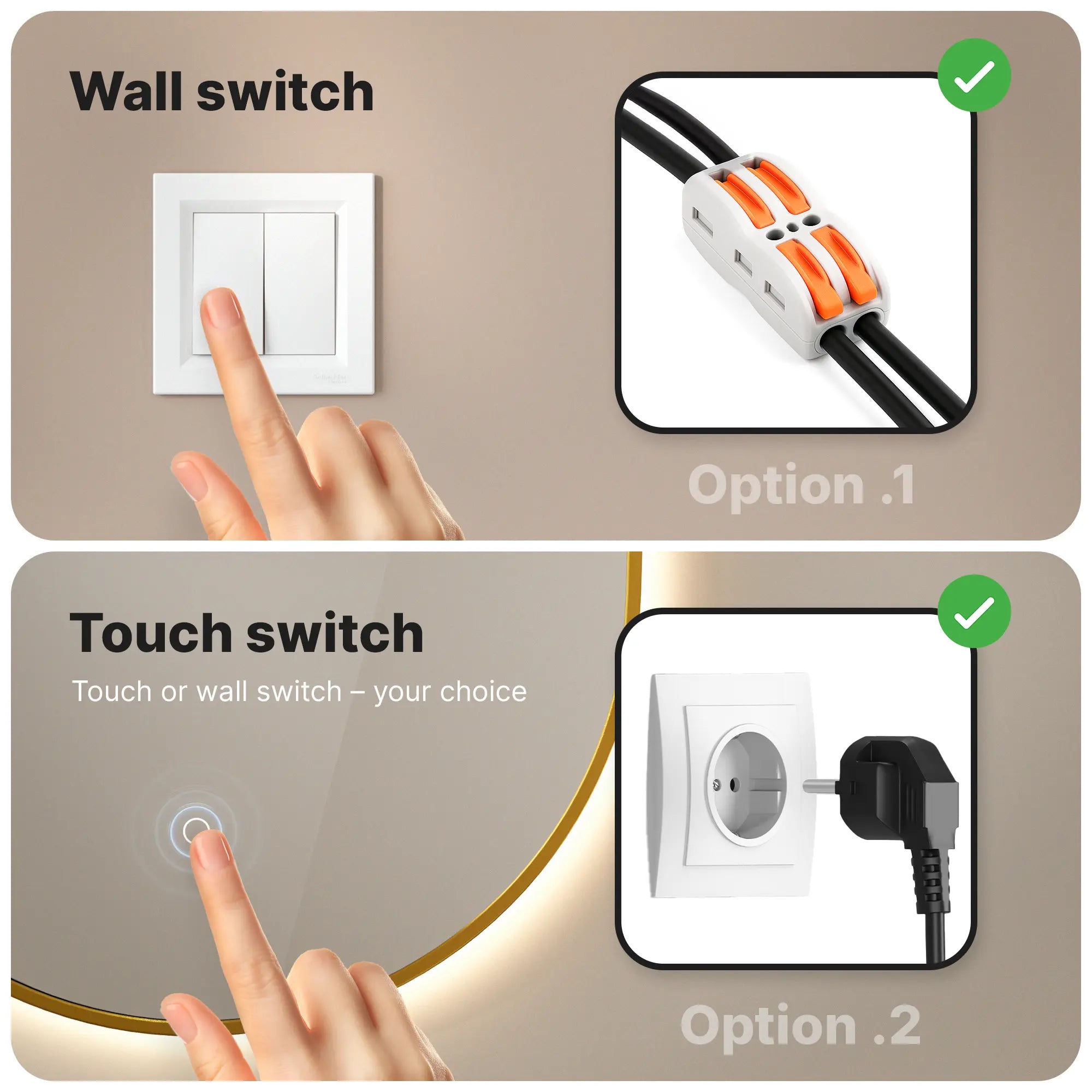 Badeværelsesspejl - 90x50cm Oval - Guldramme