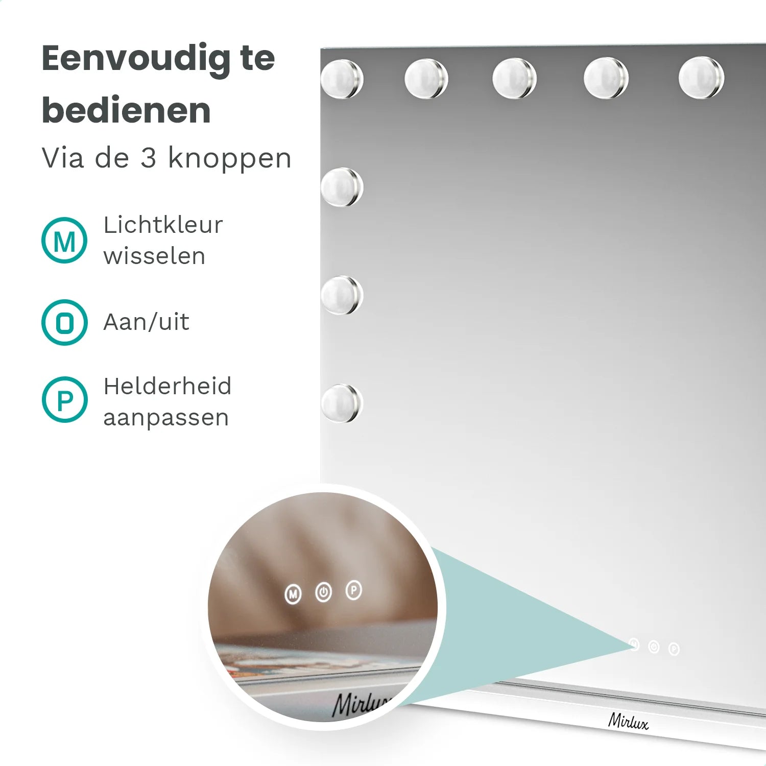 Hollywood Spejl - Bluetooth højtalere 58x48cm - Hvid