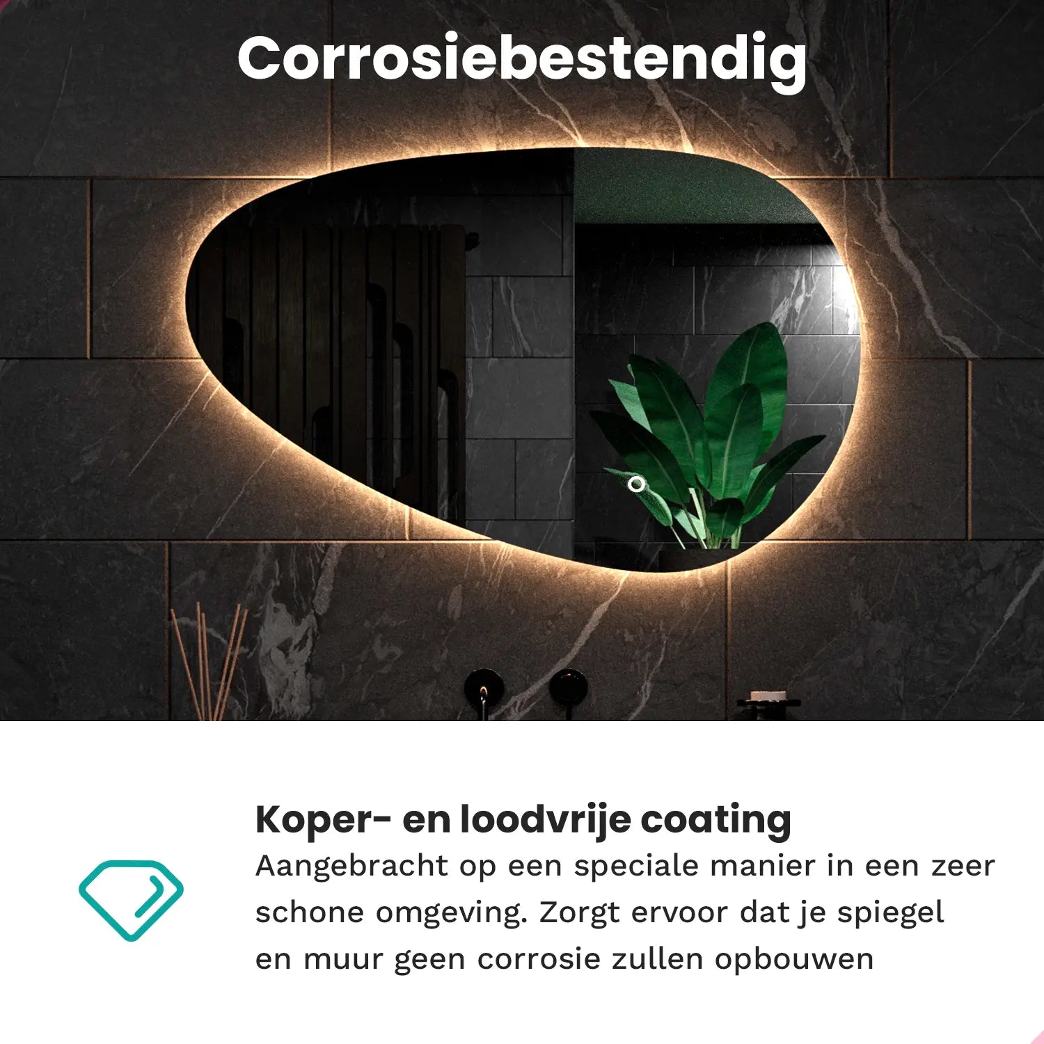 Badeværelsesspejl – 120x75cm – Asymmetrisk – Rammeløst