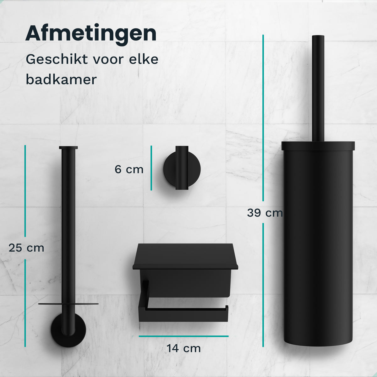 Badkameraccessoireset - WC - Zwart