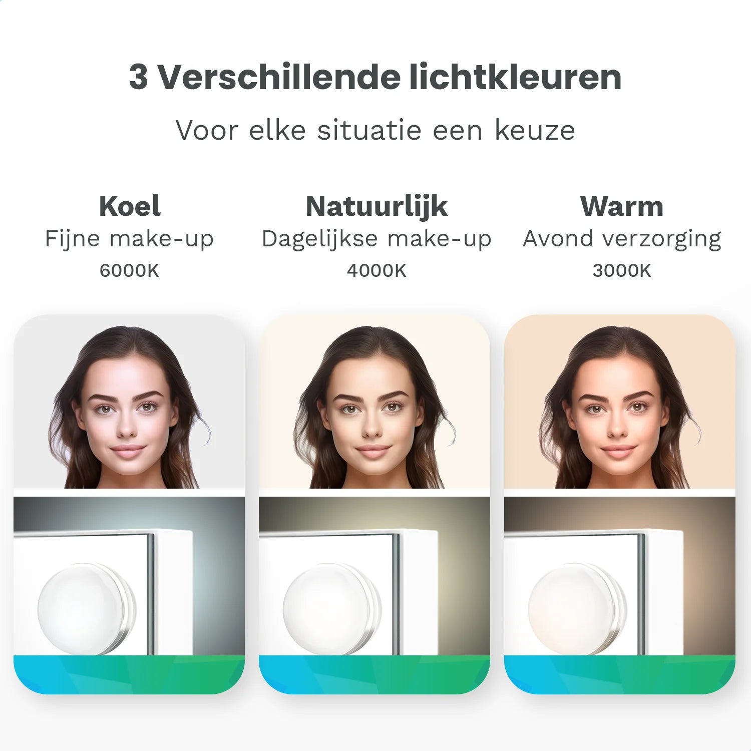 Hollywood Spejl - Bluetooth højtalere 58x48cm - Hvid
