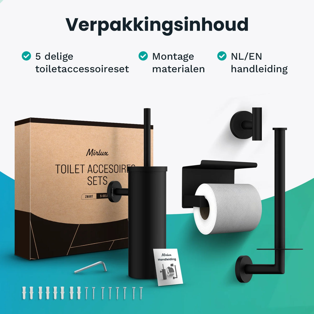 Badkameraccessoireset - WC - Zwart