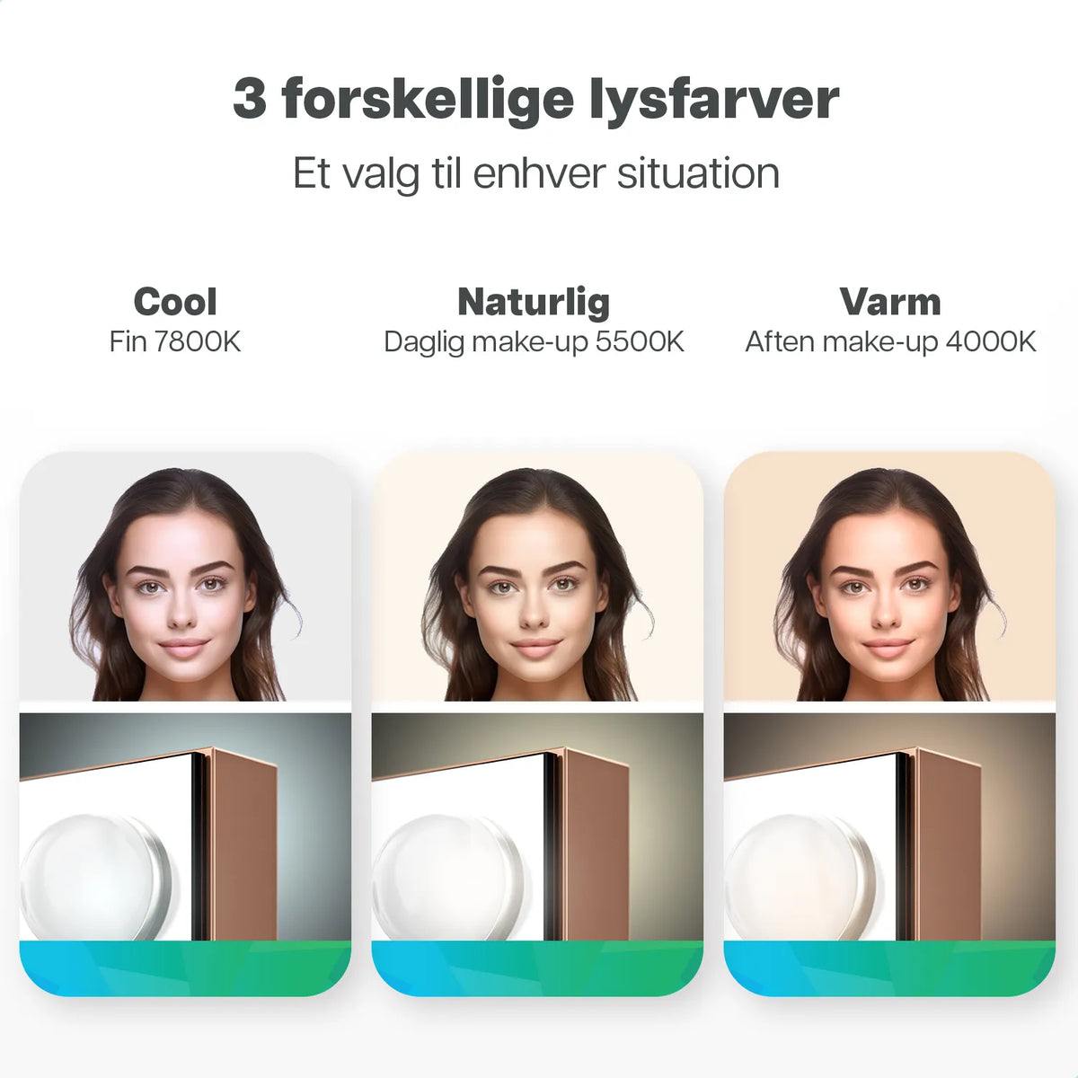 Hollywood Spejl - Bluetooth højtalere - 80x60cm - Rosé Guld
