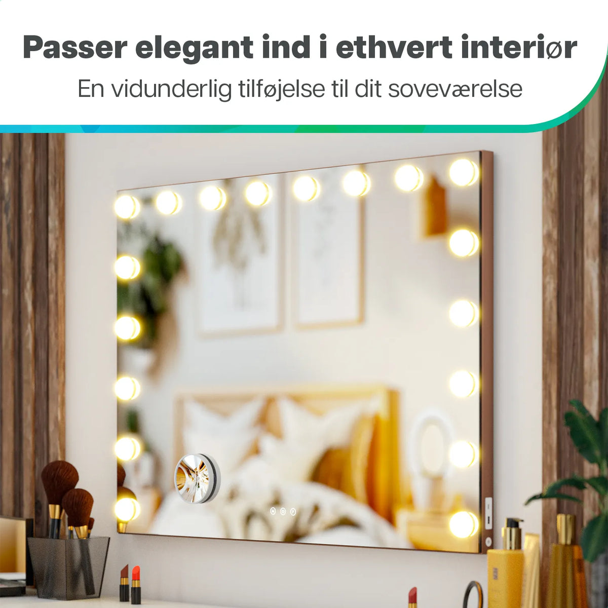 Hollywood Spejl - Bluetooth højtalere - 80x60cm - Rosé Guld