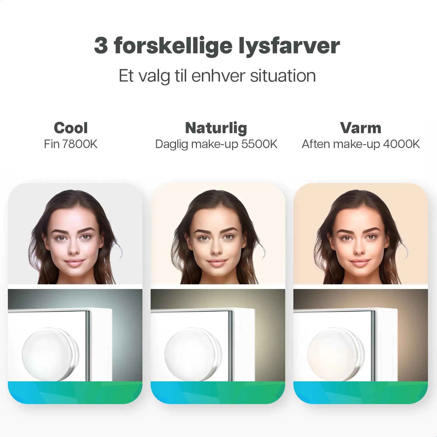 Hollywood Spejl - Bluetooth højtalere - 80x60cm - Hvid