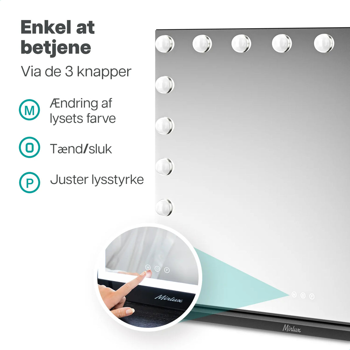Hollywood Spejl - Bluetooth højtalere - 80x60cm - Sort