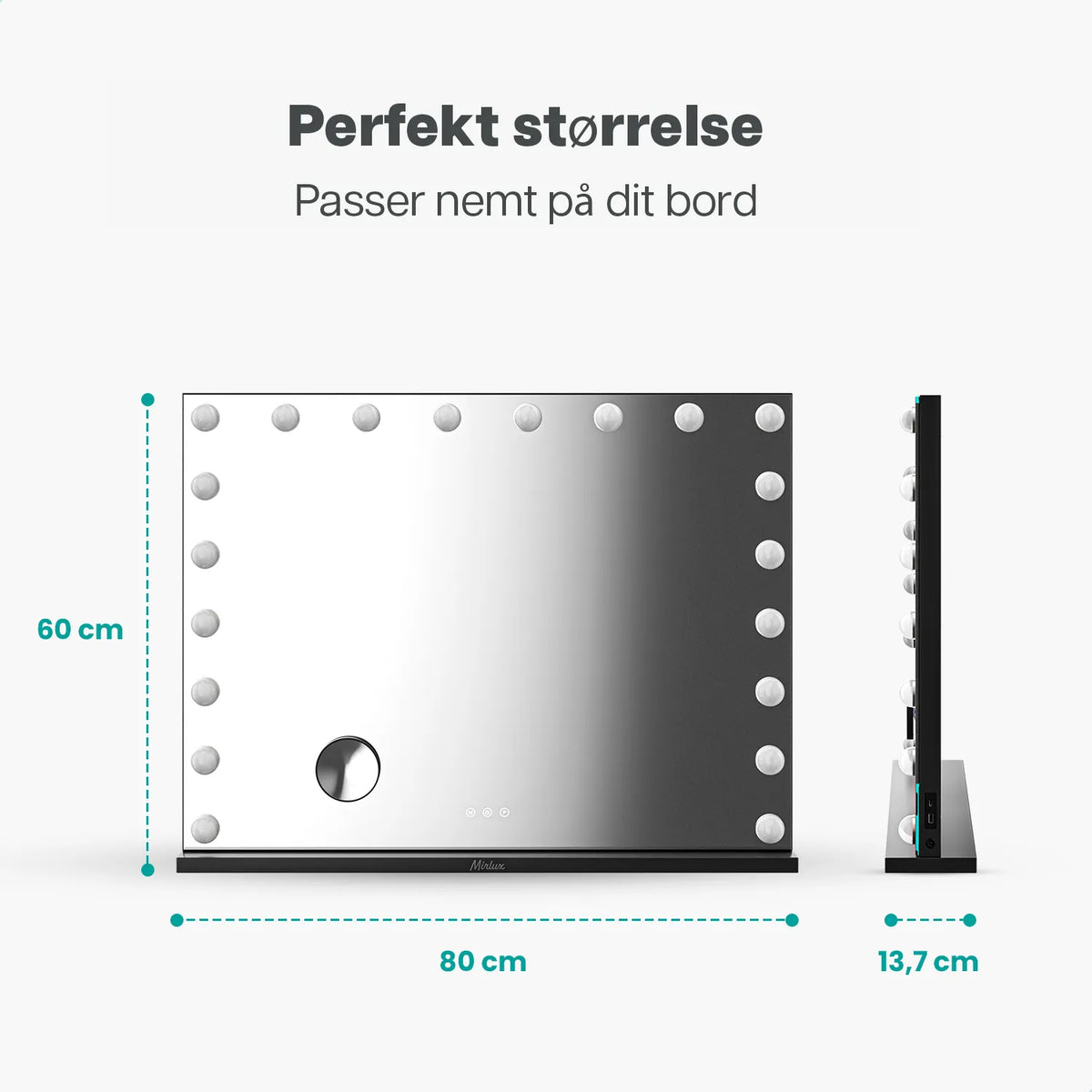 Hollywood Spejl - Bluetooth højtalere - 80x60cm - Sort