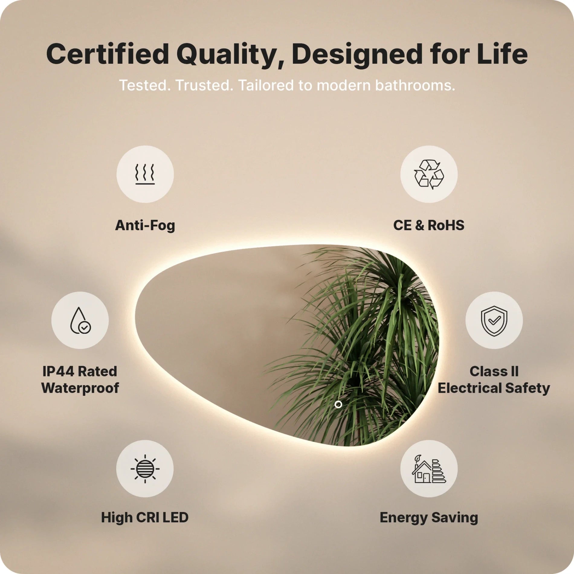 Badeværelsesspejl - 150 x 93 cm Asymmetrisk - Rammeløs - Forudbestil