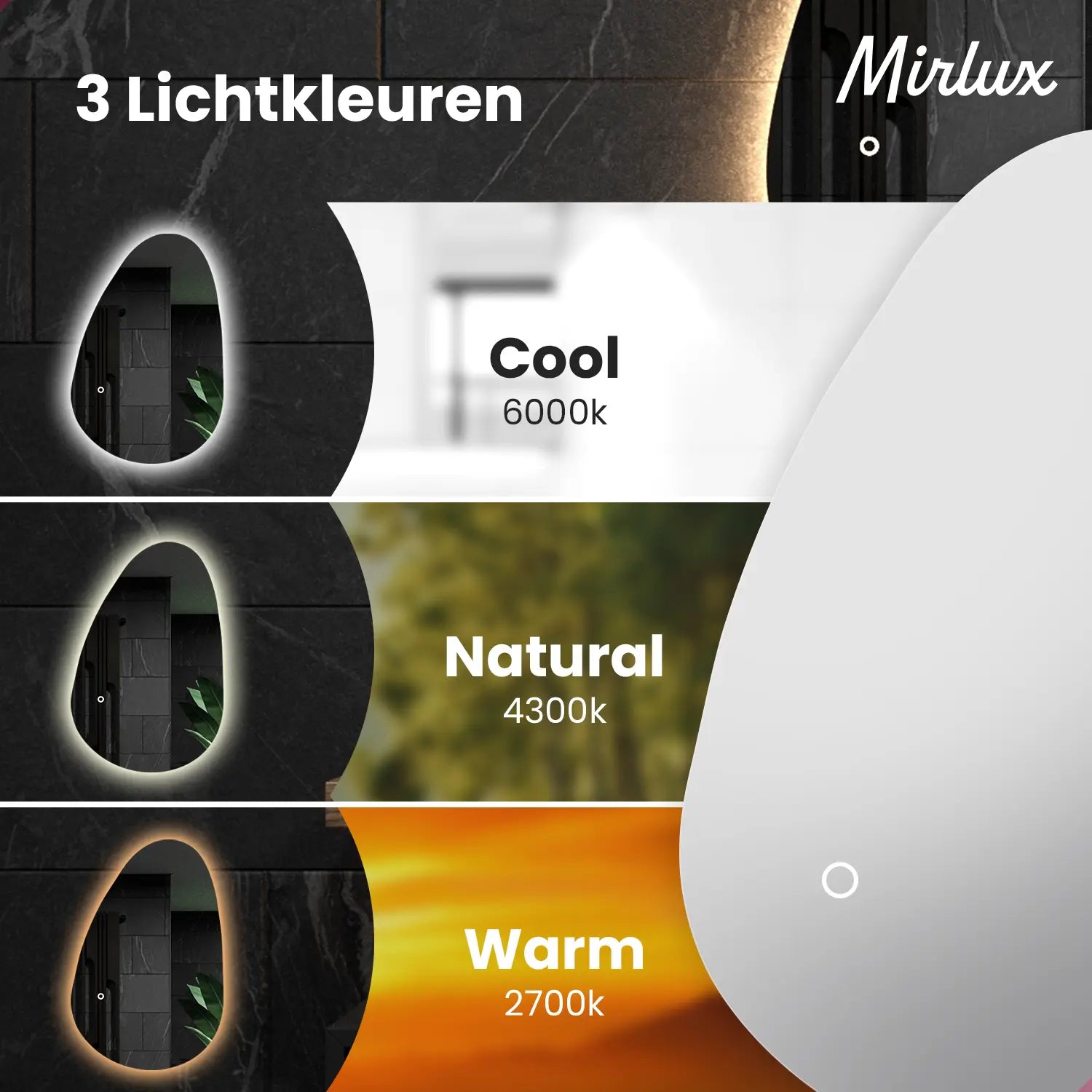 Badeværelsesspejl – 120x75cm – Asymmetrisk – Rammeløst