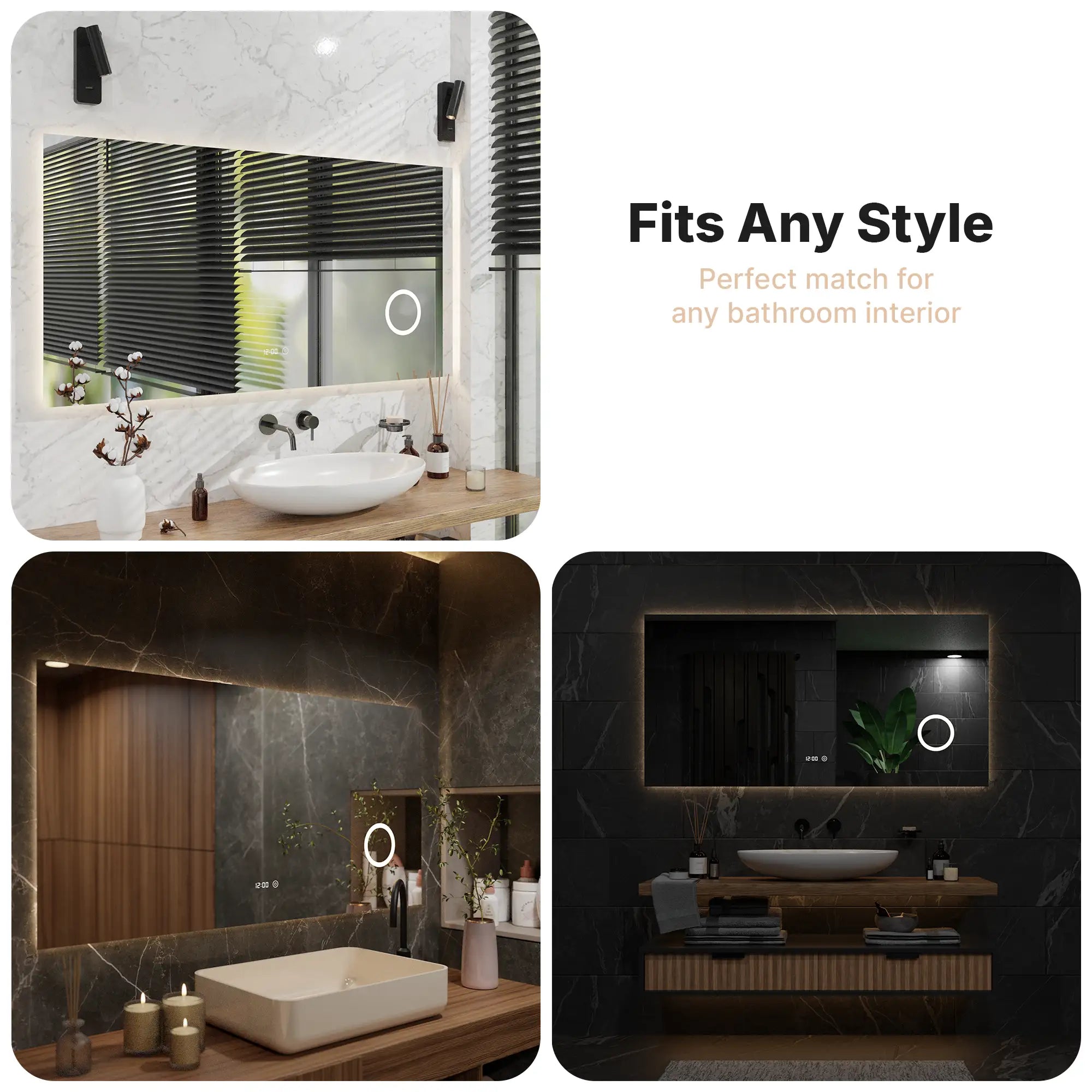 Badeværelsespejl - Rektangel - 160x80cm - Rammeløs