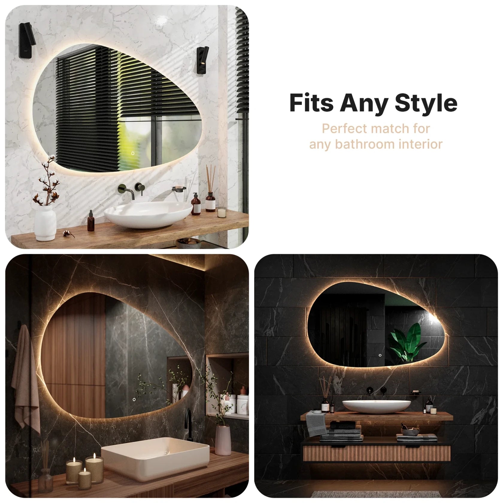 Badeværelsesspejl - 150 x 93 cm Asymmetrisk - Rammeløs - Forudbestil