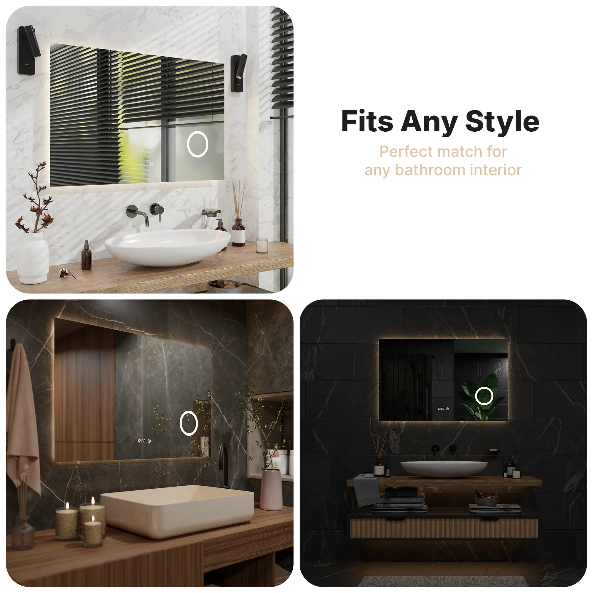 Badeværelsesspejl - Rektangel - 110x70cm - Rammeløs - Forudbestil