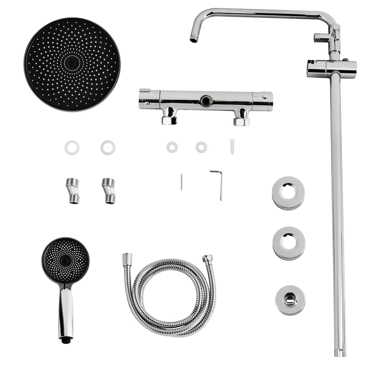 Regnbruser Luno - Krom med termostatarmatur - 22 cm - Forudbestil