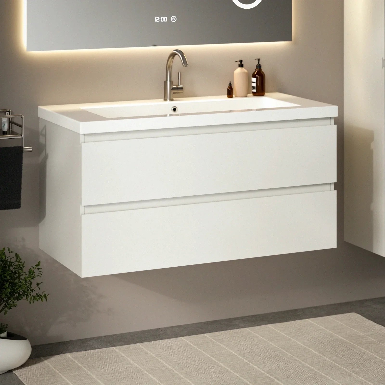 Badeværelsesmøbel Sena - 100cm - Hvid - Vask hvid