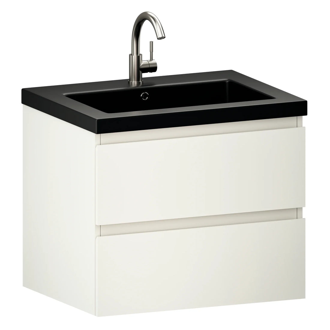 Badeværelsesmøbel Karo - 60cm - Hvid - Sort Vask