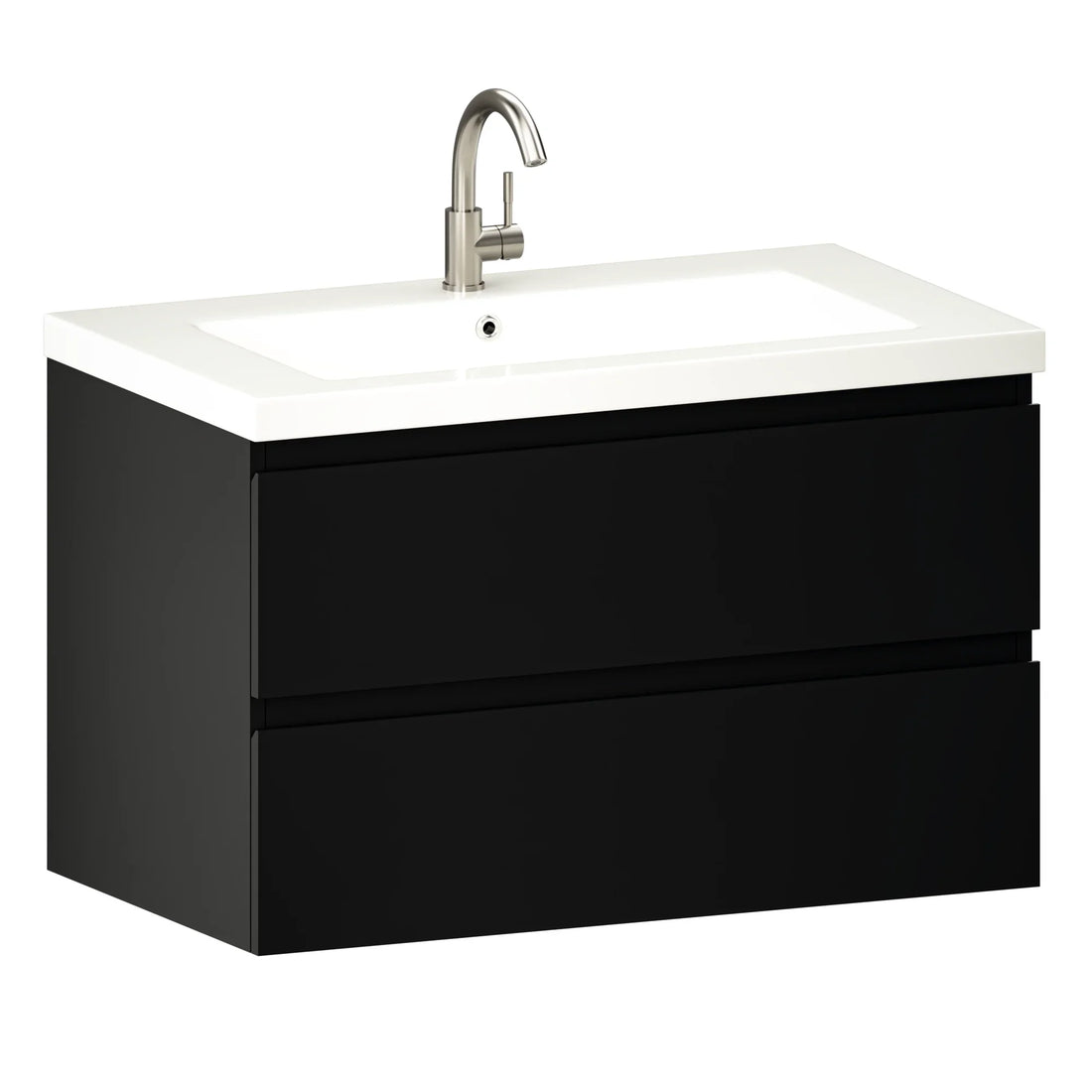 Badeværelsesmøbel Sova - 80cm - Mat sort - Hvid Vask